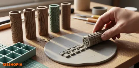 Vista de Diorama Texture Rollers — Patterned Stamp Set