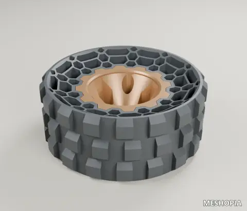 Vista de Honeycomb Airless RC Tires and Rim - Two Tire Variants, Three STL Files