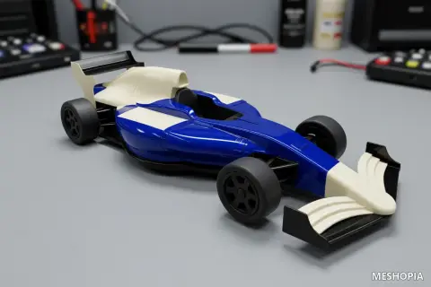 Vista de Cyber Brick-Style Open-Wheel RC Drift Model Geometry - Twenty STL Files
