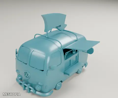 Vista de Food Truck — Rounded Mobile Catering Vehicle Model