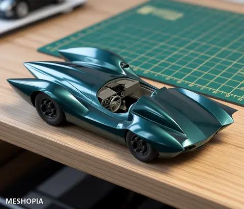 Vista de Retro Open-Cockpit Racing Car — Printable Display Model