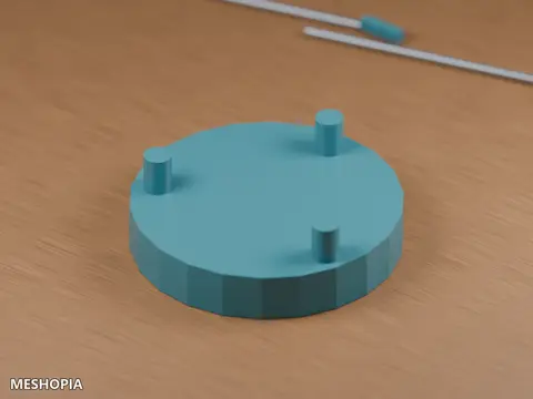 Vista de Three-Pin Wheel Axle Adapter — Printable Model Part