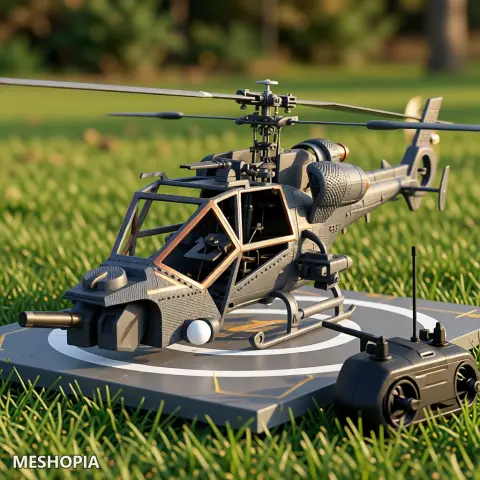 Vista de Blue Thunder Helicopter — 3D Printable Display Model