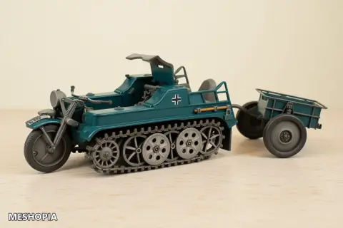 Vista de Kettenkrad Sd.Kfz. 2 with Trailer — 1:43 Scale — Multipart STL Kit