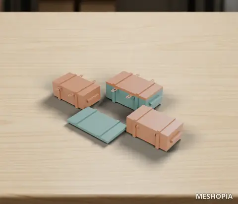 Vista de Miniature Cargo Crates for 1:10 and 1:12 RC Displays - Five STL Files