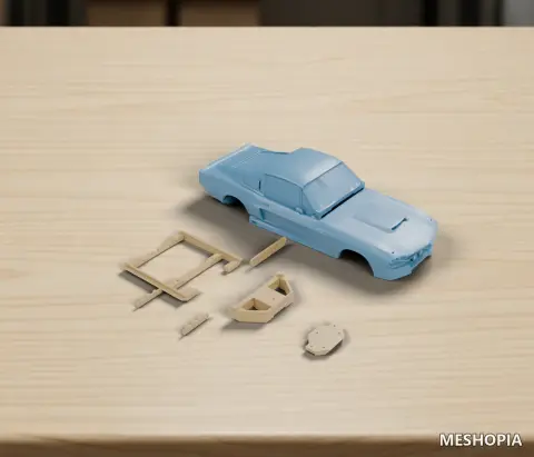 Vista de Shelby GT500-Style RC Body Sections, Grille, Supports and Tail-Light Inserts - Four 3MF Files