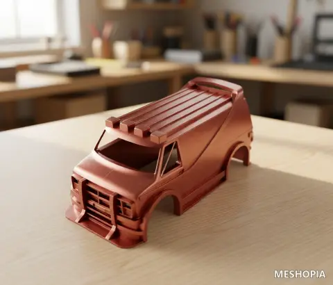 Vista de Angular Van Body for a Kamtom KM3299 RC Vehicle - STL and 3MF