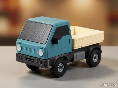 Vista de Cyber Brick-Style Truck Body Chassis and Wheel Alternatives - Sixty-One STL Files