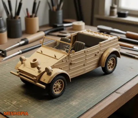 Vista de Volkswagen Kubelwagen — Body and Interior Model Kit
