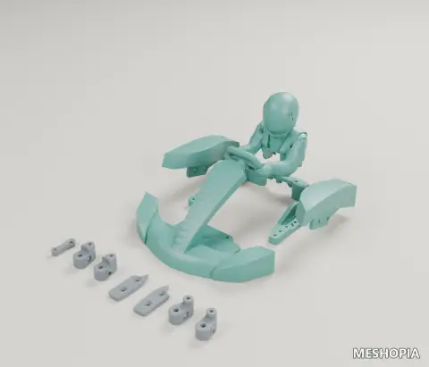 Vista de Go-Kart Conversion Parts for an OBZ 1-28 RC Car - STL and 3MF