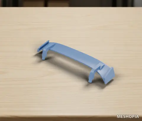 Vista de Curved Rear Wing with Mounting Arms for RC Body Projects - STEP and 3MF