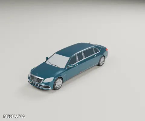 Vista de Mercedes-Maybach S 650 Pullman 2019 — Detailed 3D Vehicle Model