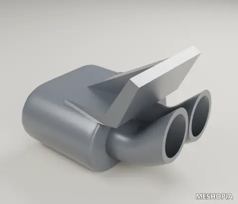 Vista de Twin-Outlet Muffler Detail for an MST E30 RC Drift Body - STL