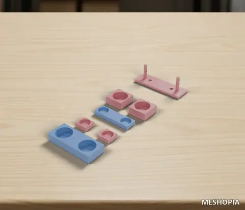 Vista de Magnet Recess Mounts and Twin-Post Plate for RC Projects - STEP and STL