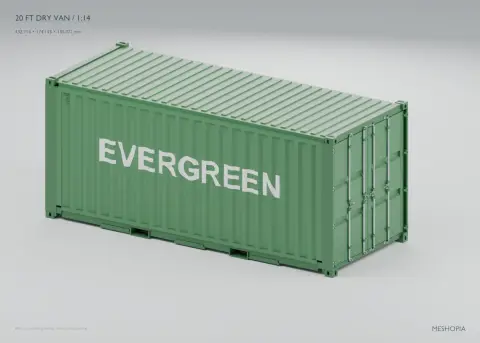 Vista de MESHOPIA 20ft Dry Van Container 1:14 | 22G1 Opening Doors & Hidden Glue Joints
