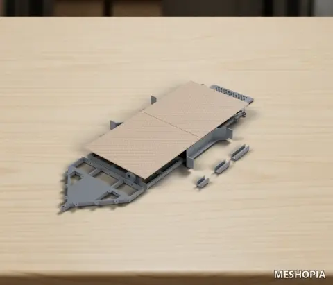 Vista de RC Flatbed Trailer Frame, Deck and Ramp Parts - Nine STL Files