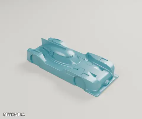 Vista de Nissan GT-R LM Slot Car Body and Chassis Kit — STL Model Package
