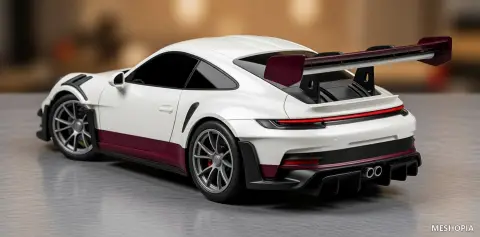 Vista de 992 GT3 RS MR-Style Body Details and Wheel Geometry - Ninety-Three STL Files