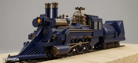 Vista de Back to the Future Time Train and Tender — STL Model Package