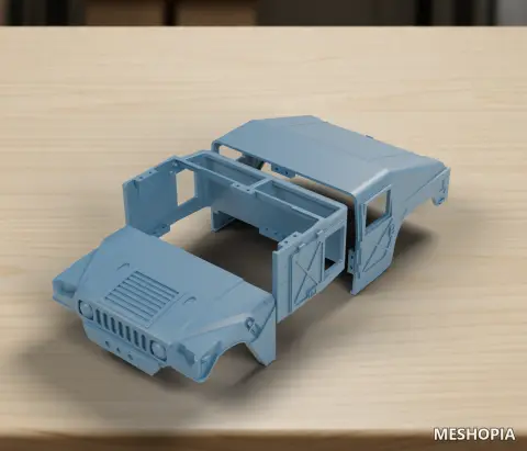 Vista de Hummer-Style RC Body Shell Sections and Lamp Details - Ten STL Files