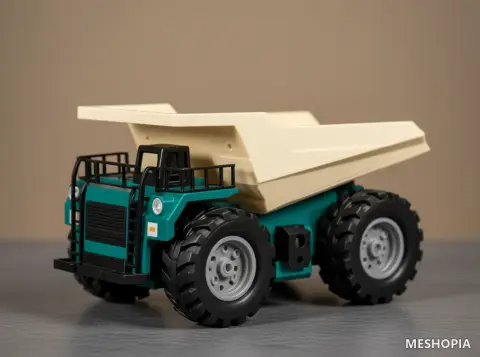 Vista de Mini Dump-Style Truck Body Chassis and Tipping Geometry - Seventy STL and STEP Files