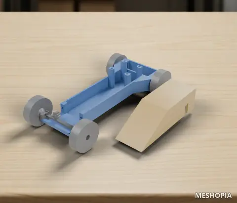 Vista de Small Cyberbrick RC Chassis with Steering Parts and Top Cover - Three 3MF Files