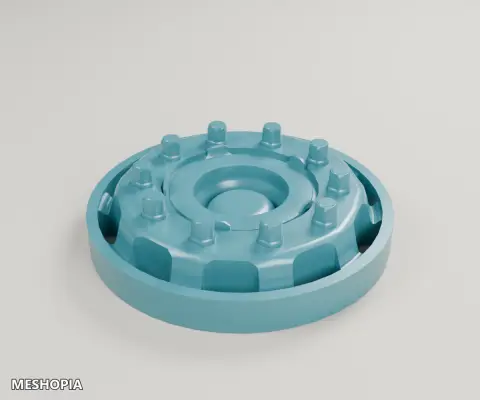Vista de Truck Wheel — Hub and Stud Detail, Variant 09