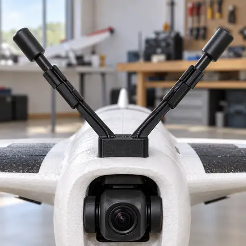 Vista de Montura doble en V para antenas FPV sobre gimbal RC